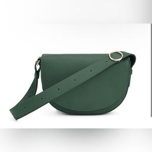 Cuyana Half Moon Green Leather Handbag